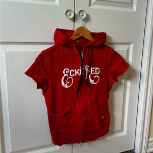Vintage Y2K Eckōred (Ecko Unlimited) cap sleeve hooded zip up